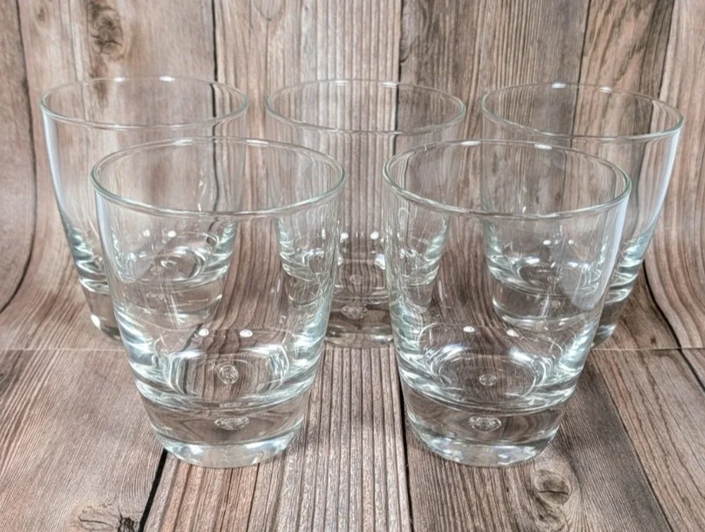 Bormioli Rocco Luna Double Old Fashioned Glasses 12 oz Bubble Base Set of 5